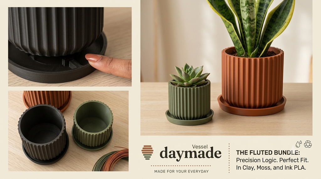 Fluted Planter with Removable Base